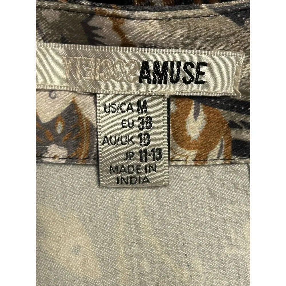 AMUSE SOCIETY MOLLUE SHORTS High Waisted Paisley Print Silky Fabric Size Medium - Image 3