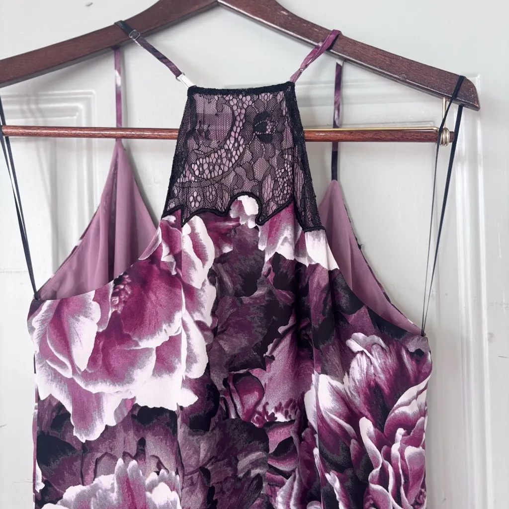 Guess LA Women’s Slip Dress Small Purple Floral Lace Midi Vintage Y2K 2000s Boho - Image 11