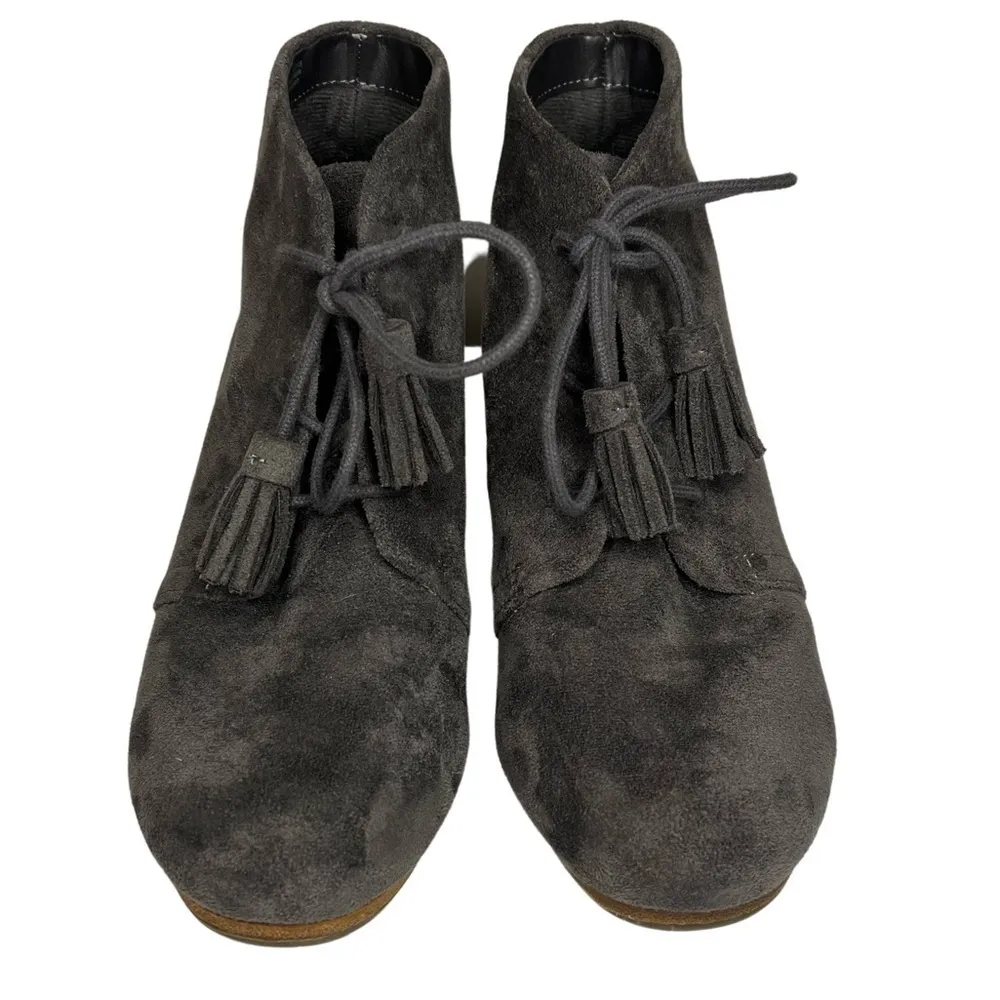 Dr. Scholls Dakota Lace-up Stacked Heel Wedge Bootie with Tassels Size 7.5 - Image 2