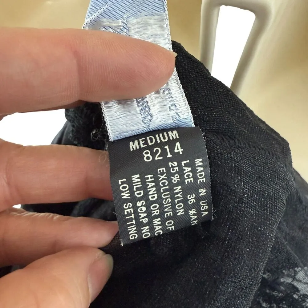 Vintage Lady Cameo Black Strapless Romper Lingerie Womens Size Medium - Image 5