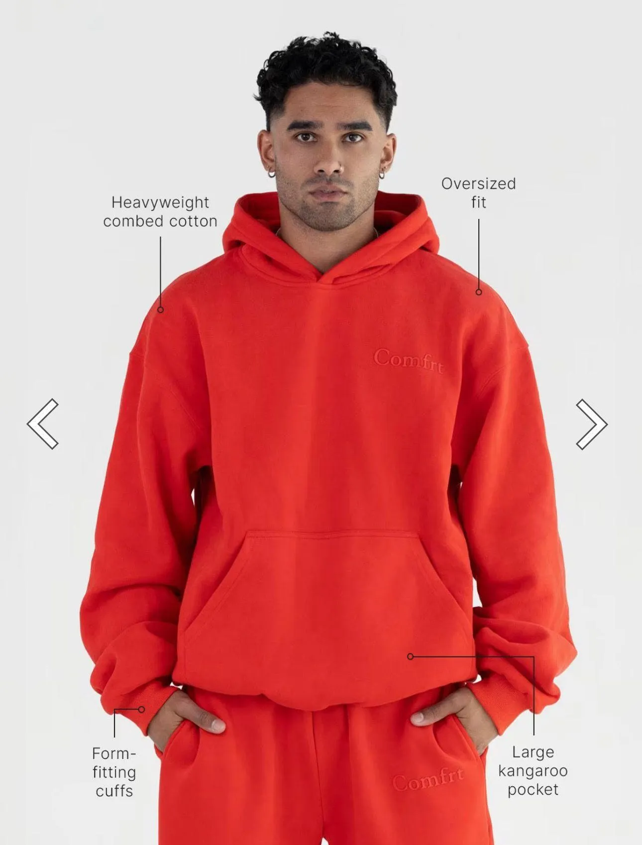 Comfrt “Minimalist Hoodie” in Crimson Red Size L - Image 2