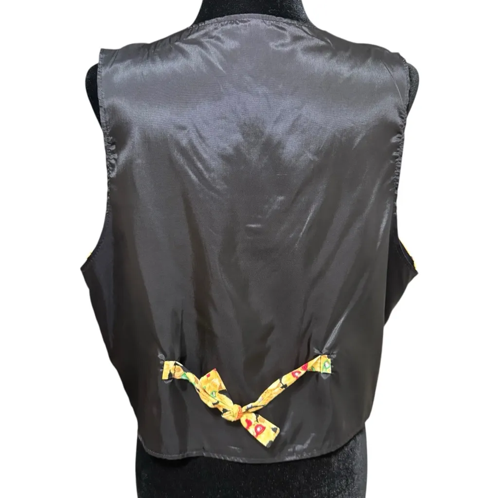 111 Main Teddy Bear Print Vest 90s Vintage Novelty Tux Waistcoat Size Large Brown - Image 3