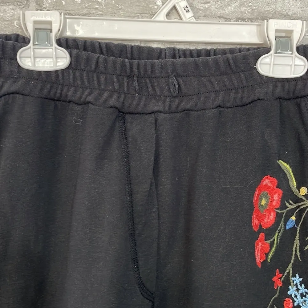 Sundry  Black Embroidered Joggers - Image 4