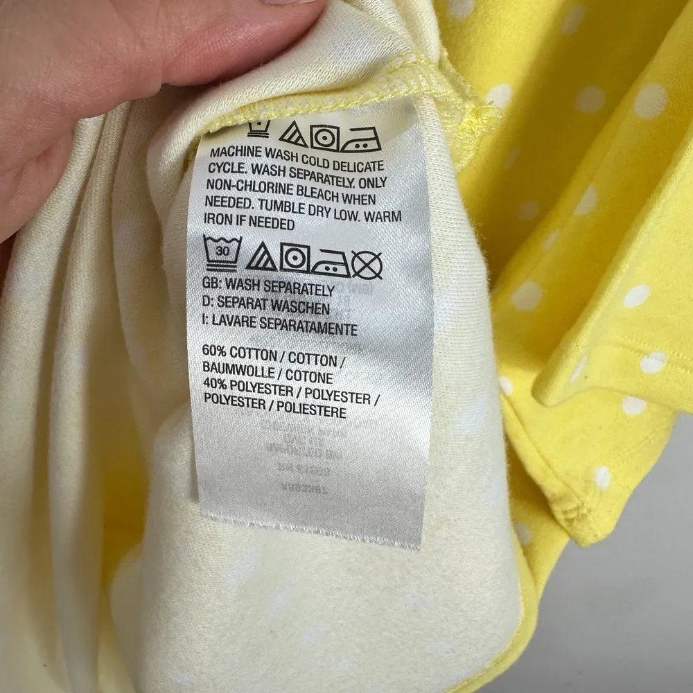 Denim And Co Tee Shirt Womens 2X Polka Dot Yellow Soft Girl Resort Casual Preppy - Image 6