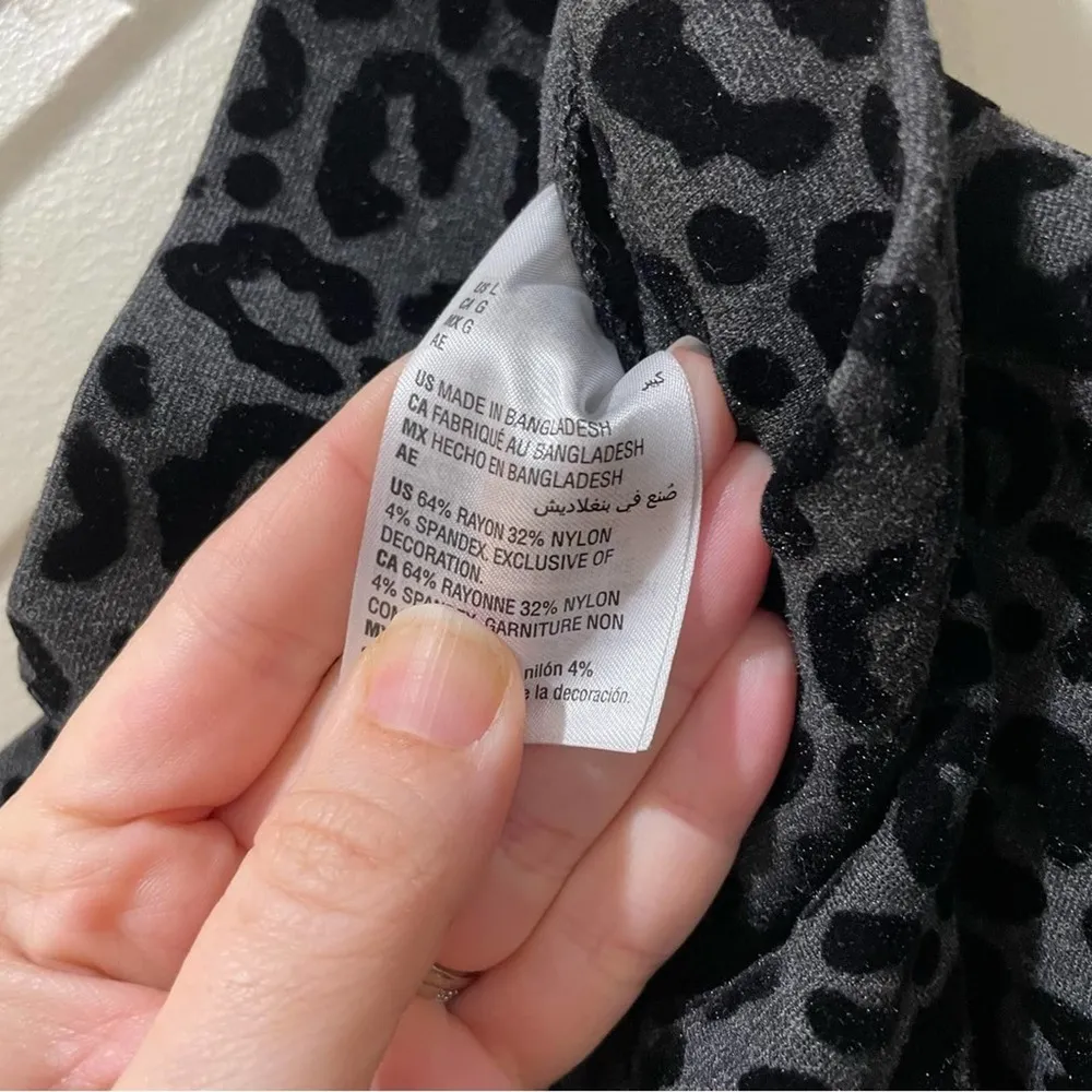 Style & Co Velvet Burnout Leopard Print Legging Pants Gray & Black Size Large - Image 5