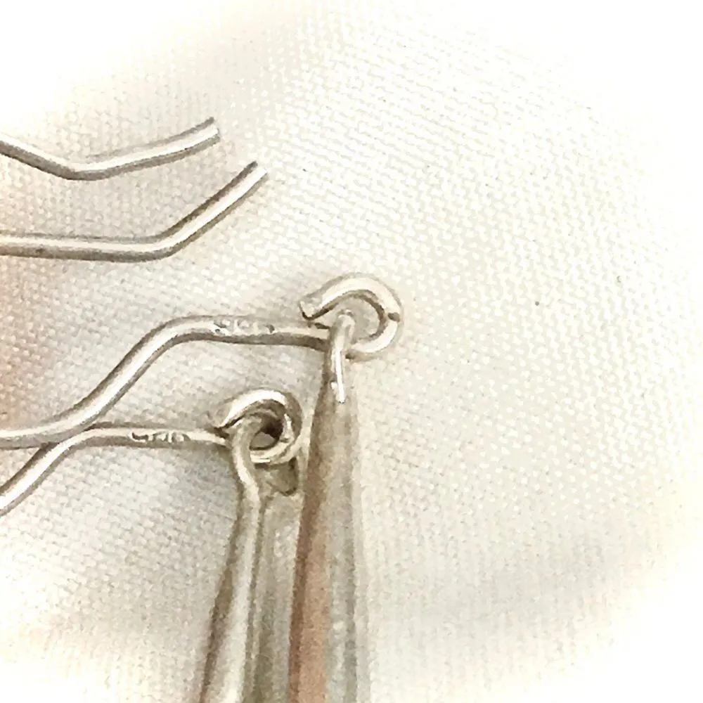 VINTAGE Sterling Silver Amber Drop Dangle Earrings - Image 4