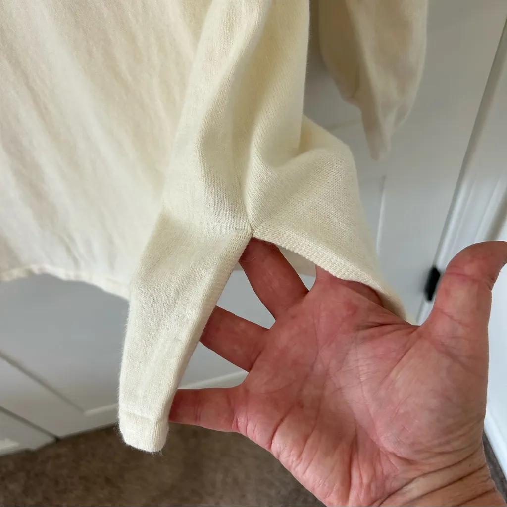 J. Jill Ivory Cotton Angora Blend Crochet Sweater. Size Large. - Image 6