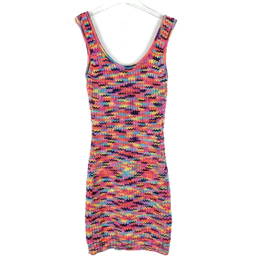 STAUD Gardenia Melange Mini Tank Dress in Pink Multi Sweater Size Medium M EUC - Image 2
