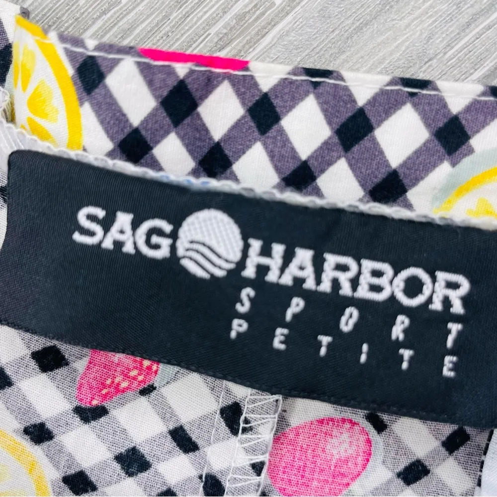 Vintage Sag Harbor Stretch Capris tropical Fruity black and white size petit sm - Image 4