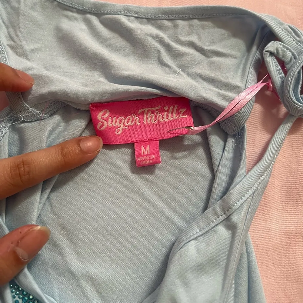 Dolls Kill Sugar Thrillz Y2K butterfly blue skirt Size M - Image 2