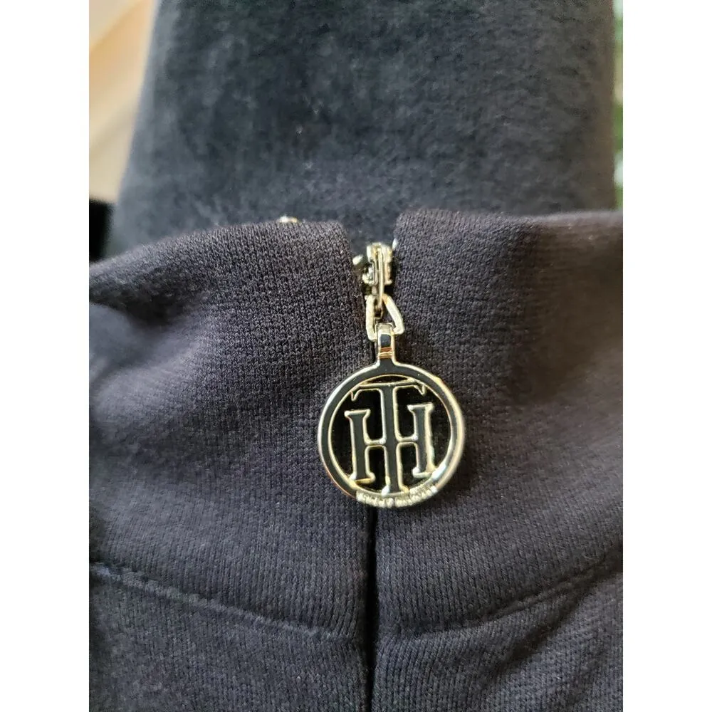 Tommy Hilfiger Fit & Flare Dress Womens 12 Black Leopard Print Pleated High Neck - Image 9