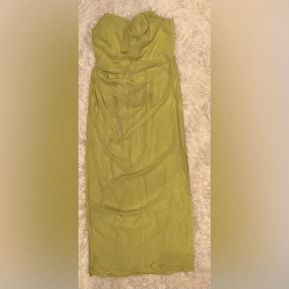 NWOT  Adrienne Lime Green Strapless Dress sz XL - Image 5