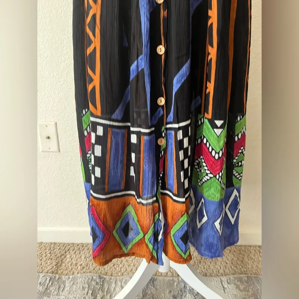 VINTAGE Jasmine Petite by KVM 100% Rayon Tribal Print Dress Size Small Petite - Image 13