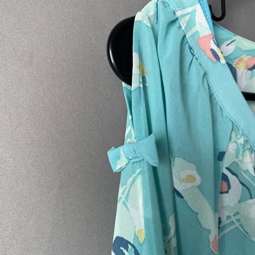 Lauren Conrad sz XS blue floral‎ blouse - Image 5