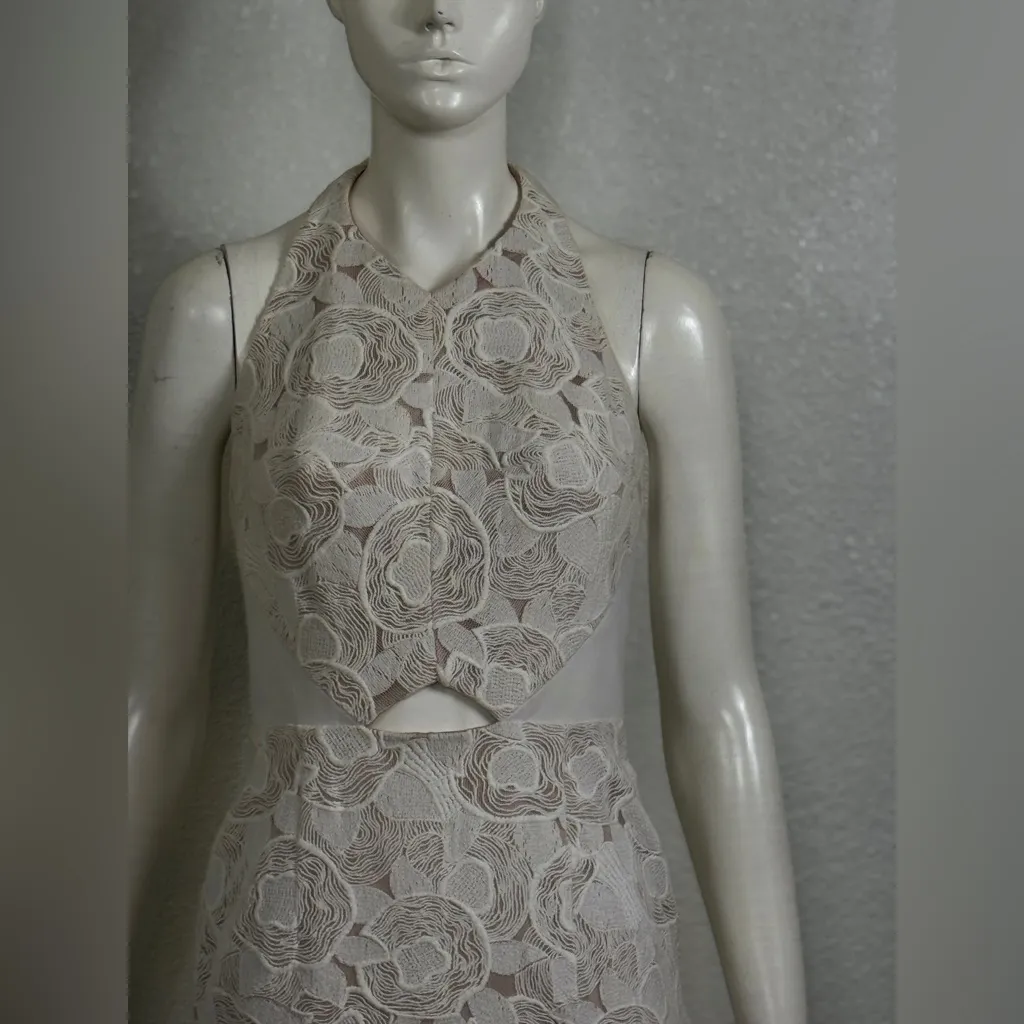 Manning Cartell Romantic Sexy Ivory Lace Midi Dress Size Small White - Image 9