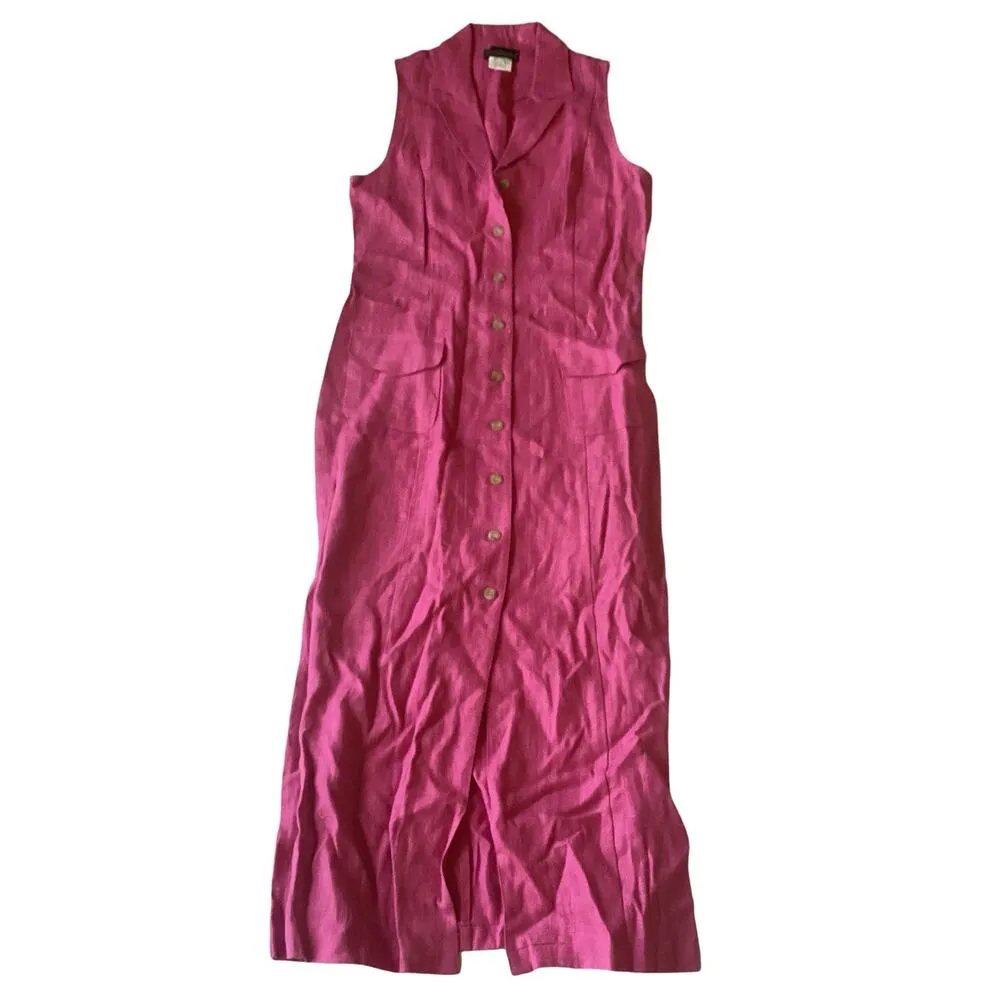Harve Benard Linen Maxi Dress Pink Size 6 - Image 3