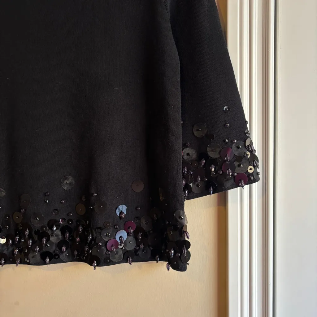 Luisa Spagnoli Black Sequin Sweater Blouse - Image 3