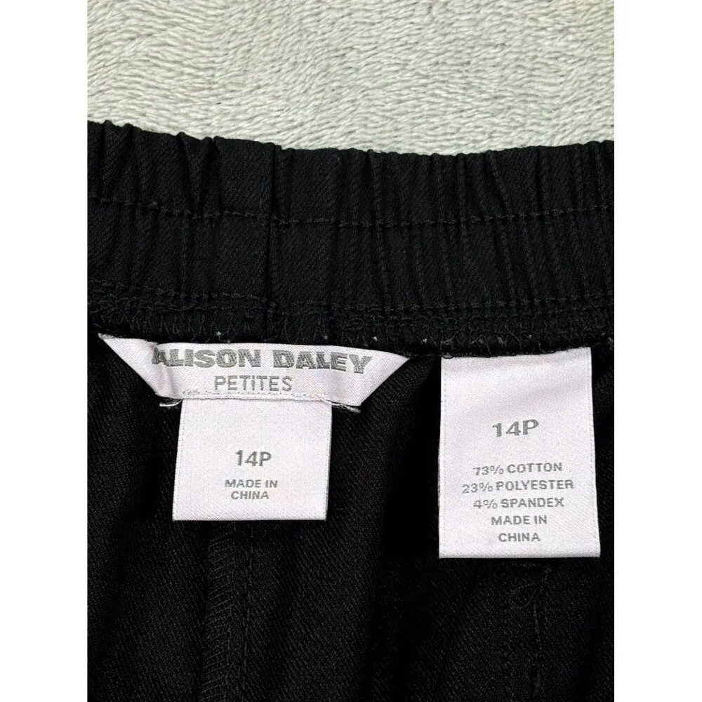 Allison Daley Capri Pants Women 14 Petite Black Stretch Side Straps Hem Mid-Rise - Image 4