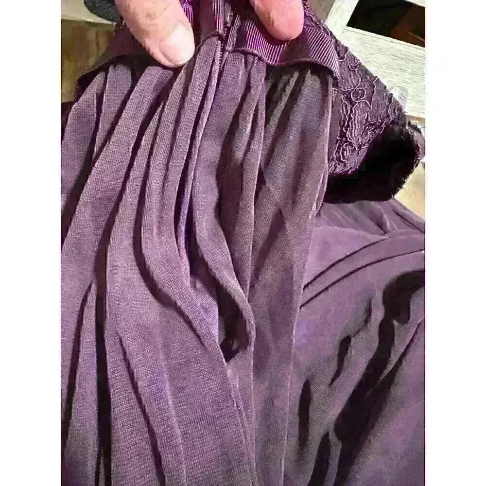 NWT‎ David's Bridal F19608 Plum Long Lace Mesh High Neck Sz 2 - Image 10