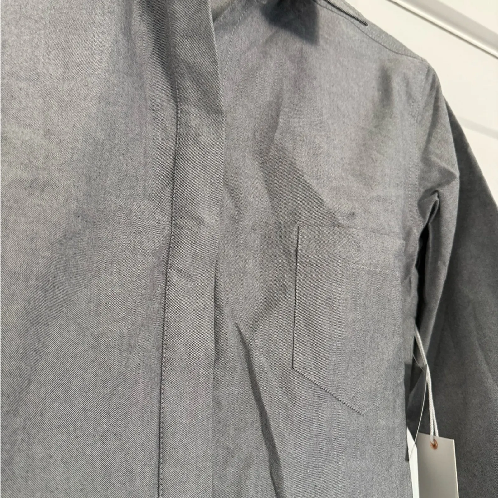$119 New Good American Oxford Crop Uniform Shirt - grey - XS - Image 6