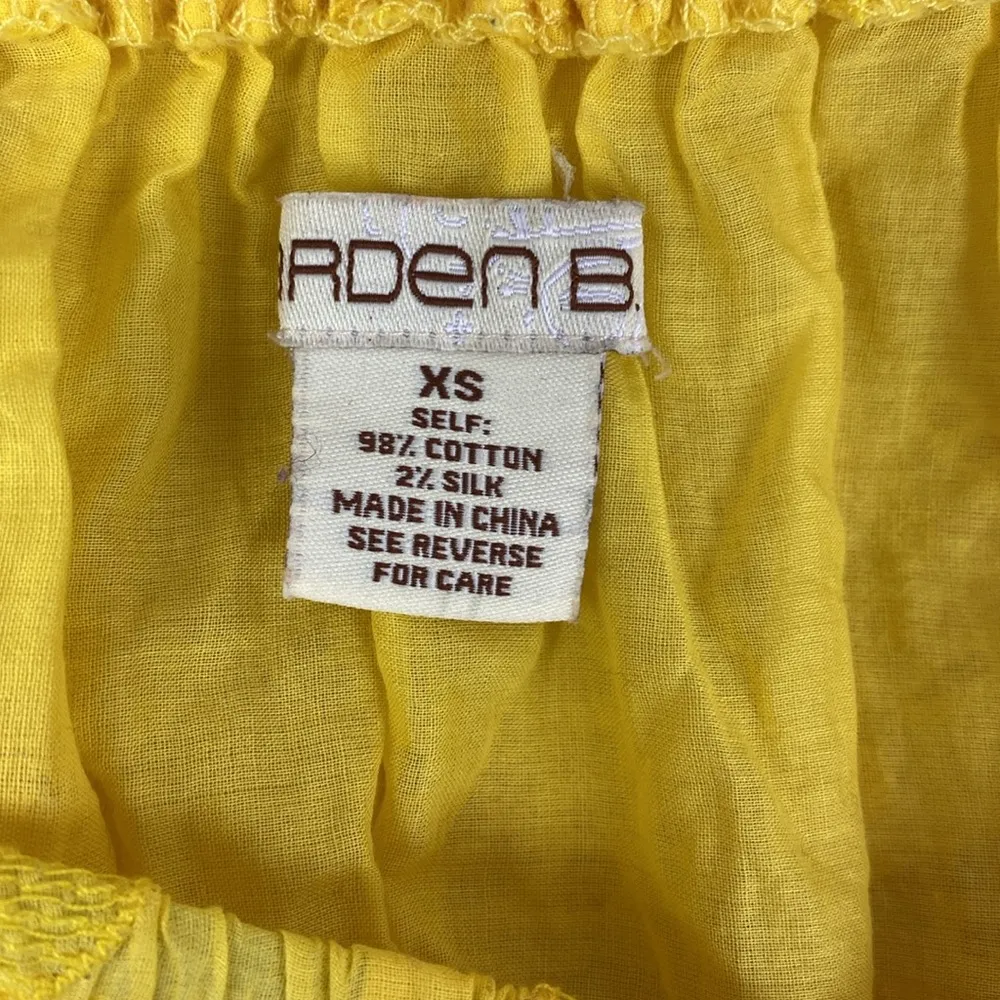 Arden B Yellow Crochet Lace Peasant Short Sleeve Top XS - Image 5