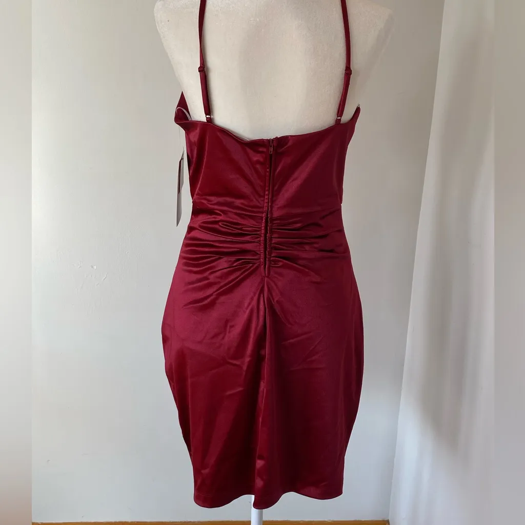NWT Emerald Sundae Satin Dress Wine Juniors Size XL - Image 4