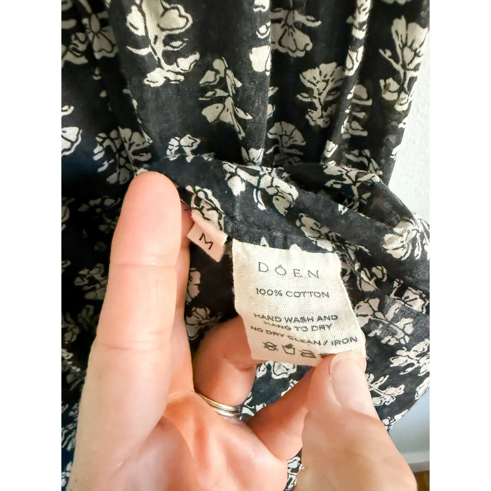 DÔEN | DOEN | Tulsi Dress Black White Midi Floral | Sz Medium - Image 5