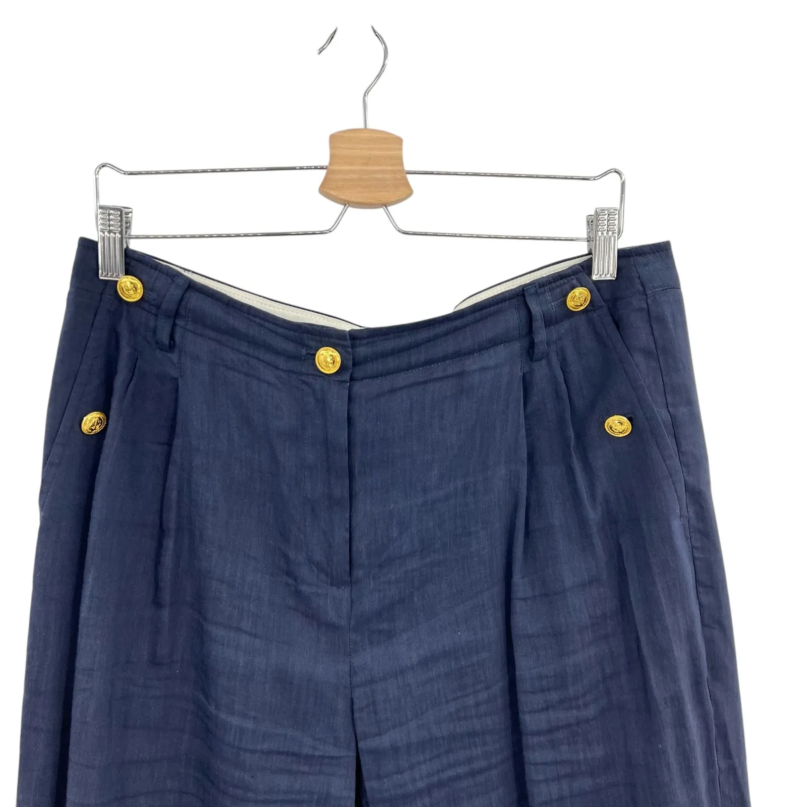 J. Crew Collection Marie‎ Marot Wide-Leg Pant Italian Line Blend Navy Blue 12 - Image 4