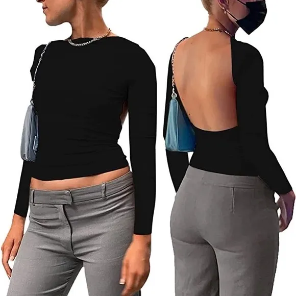 Backless Long Sleeve Top Size XS - Image 2