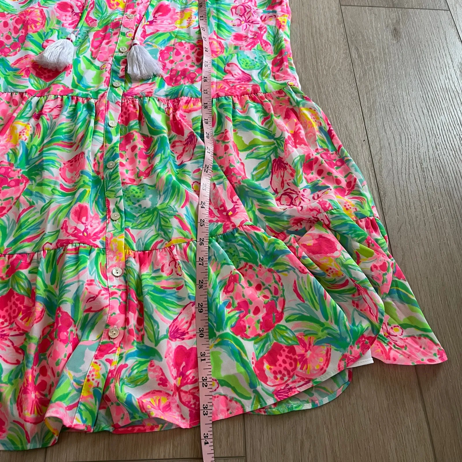 Lily Pulitzer Women’s Carolane Pink and Green Halter Swing Dress Sz XS - Image 7