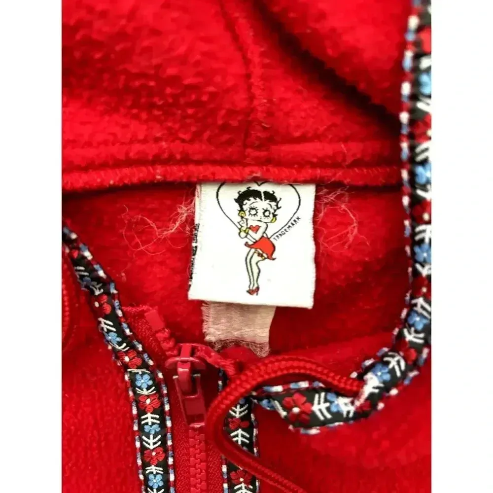 Betty Boop Red Half Zip Vintage hoodie - Image 4