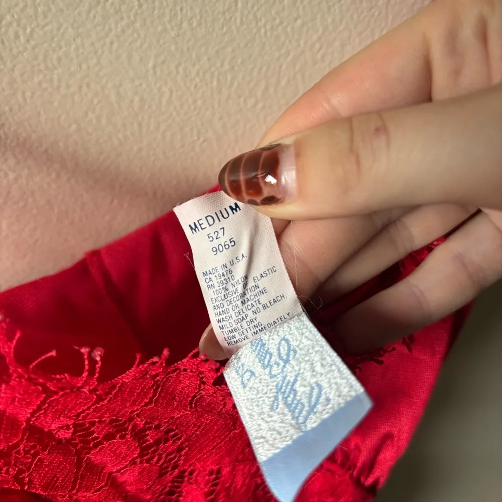 Red Satin & Lace Maxi Slip Dress Size M - Image 5
