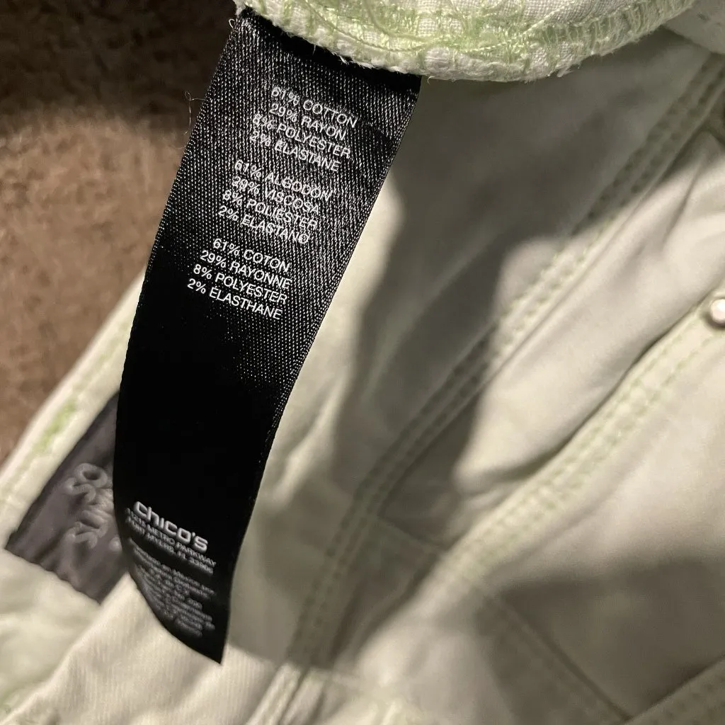 Chicos So Slimming Pants Womens 3 Size XL Crop Light Green High Rise Casual - Image 4