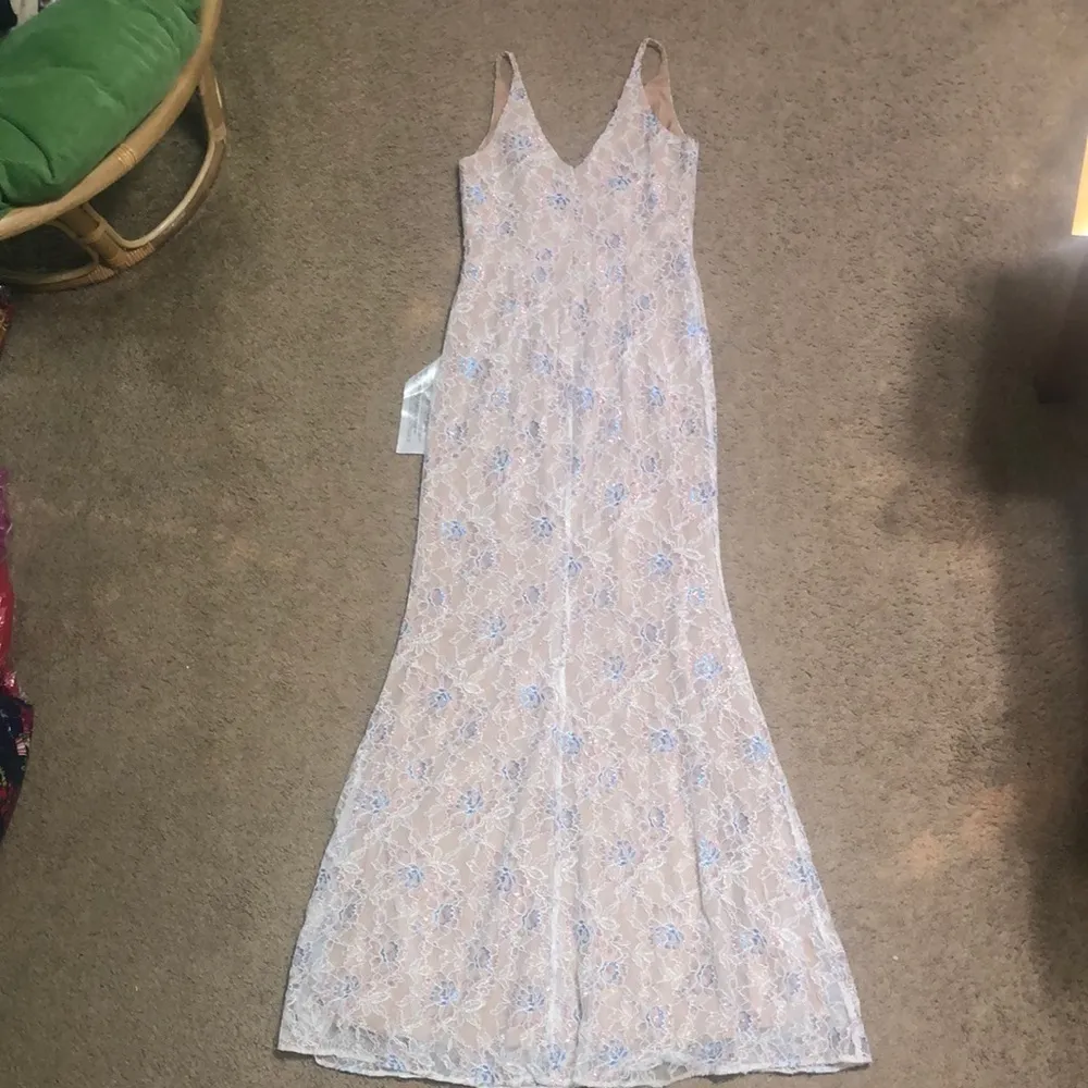 Dress‎ The Population Helen Lace Sleeveless Surplice V-Neck Trumpet Maxi Gown M - Image 7