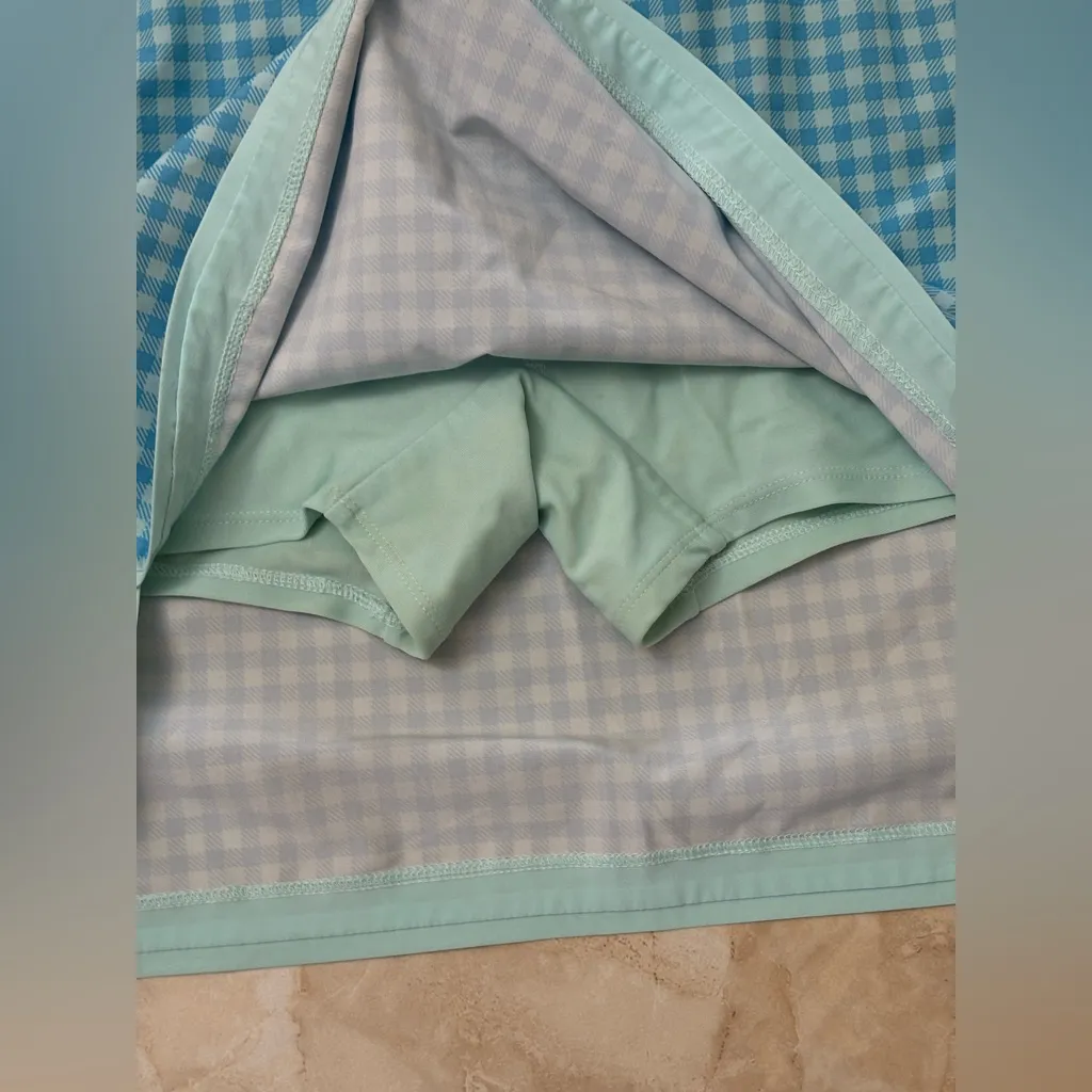 Lands end gingham athletic skort skirt tennis golf athleisure pickleball - Image 3