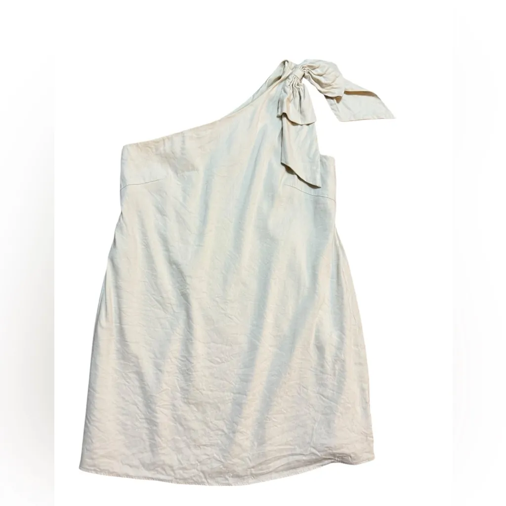 Antonio Melani Charlie One-shoulder Linen Blend Cream Shift Cocktail Dress sz 14 - Image 6