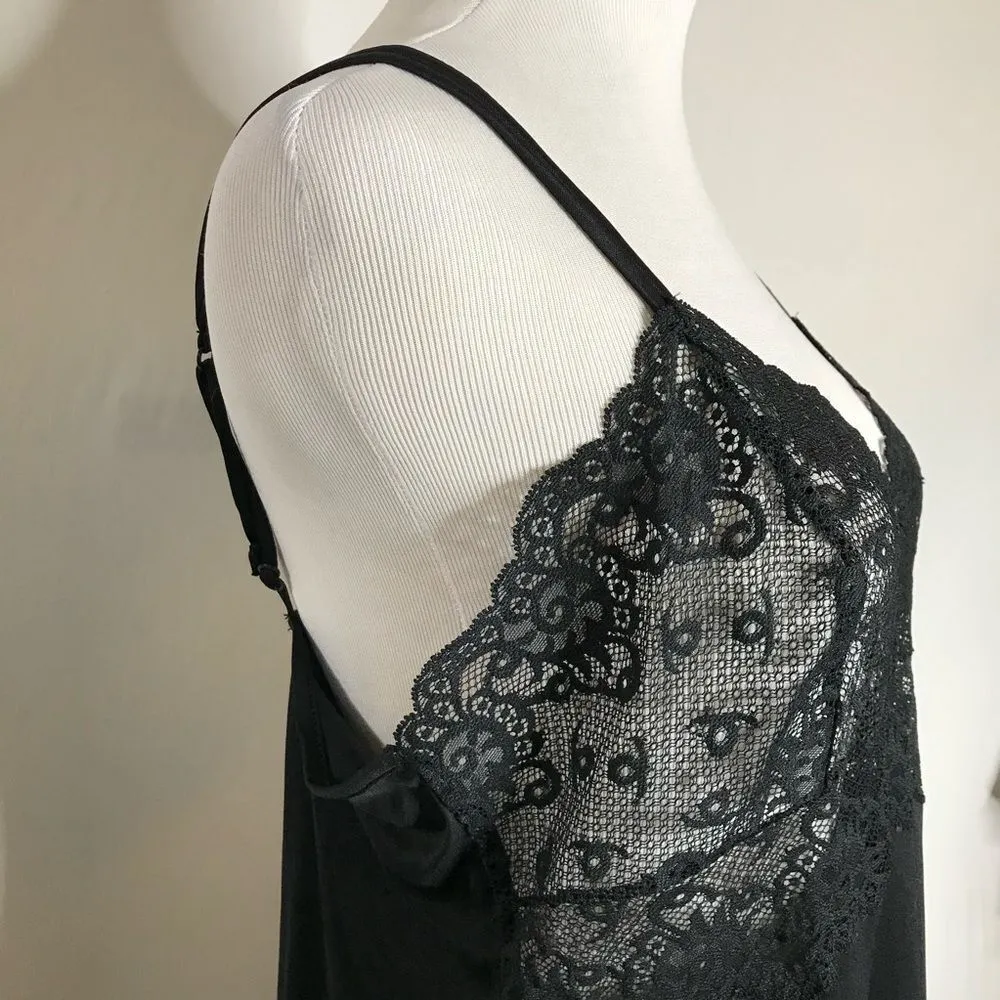 Vintage Val Mode Lingerie Black Nightgown Medium Large Lace Bust Chemise - Image 5