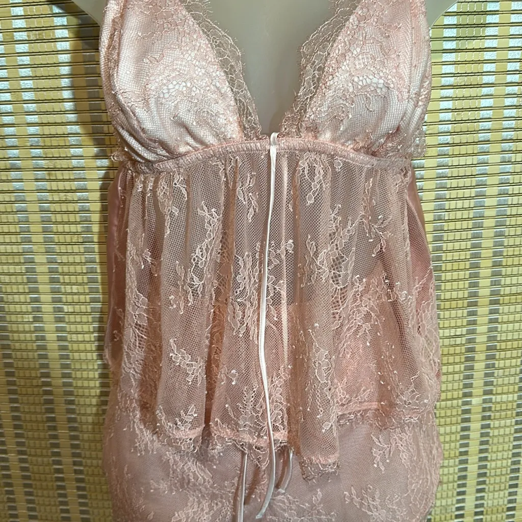 Victoria's Secret Pink Lacy Two Piece CroppedCami Teddy & Sleep Shorts Set Large - Image 3
