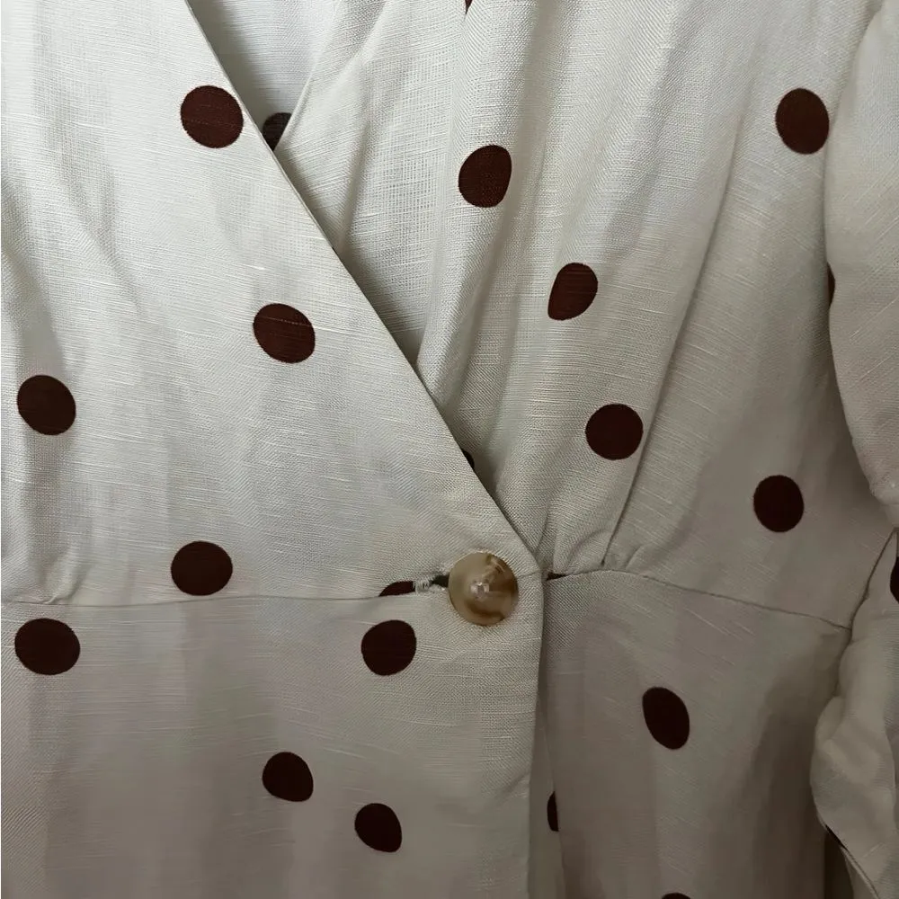 Moon River linen blend polka dot midi wrap dress SIZE MEDIUM - Image 8