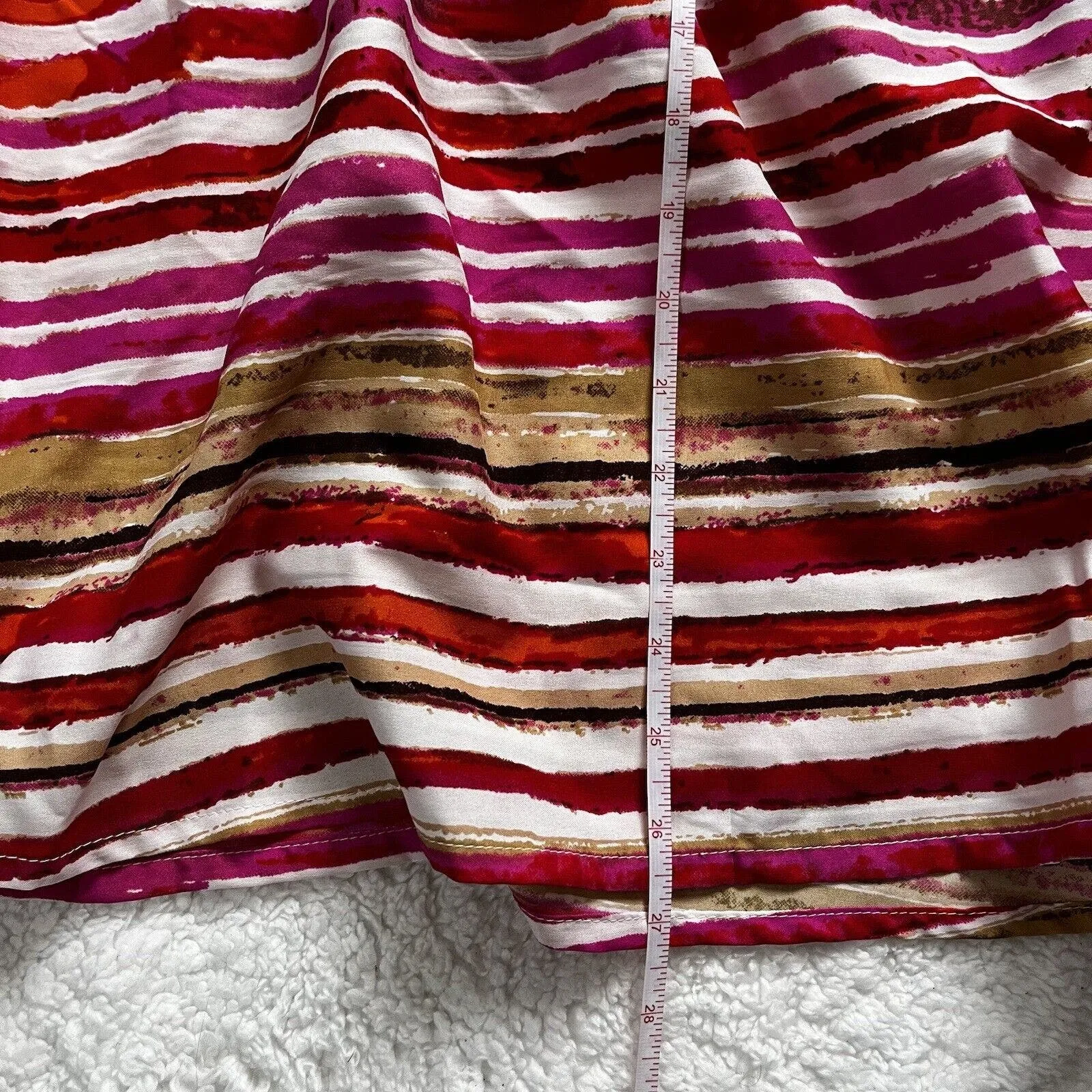 Cupio Blush Women Red and Fucsia‎ Sz L Pull On Elastic Waist Striped Midi Skirt - Image 8