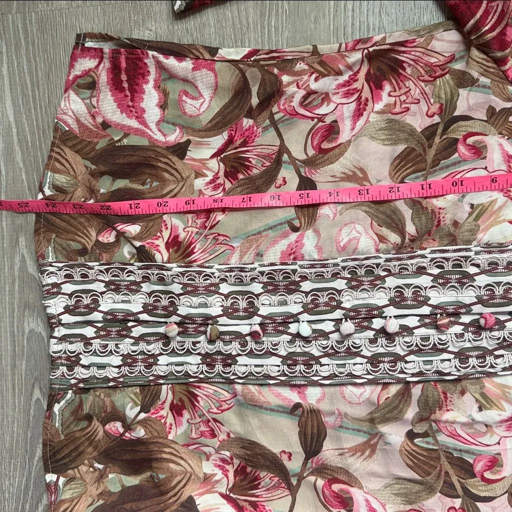 NEW Karen Millen Linen Viscose Border Print Floral Woven Blouse 6 - Image 10