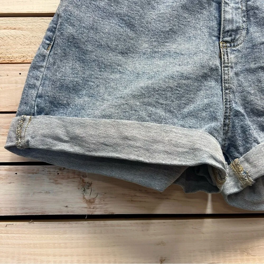 Cotton On 134510077 High Rise Classic Turn Up Mom Shorts Blue Wash Jean Sz 6 - Image 6