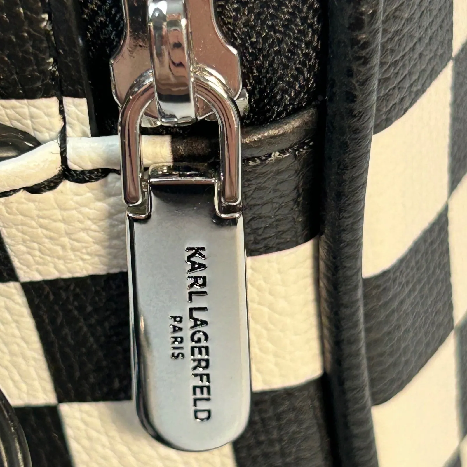 Karl Lagerfeld Paris Checkerboard Crossbody Bag Karl and Choupette Black - Image 5