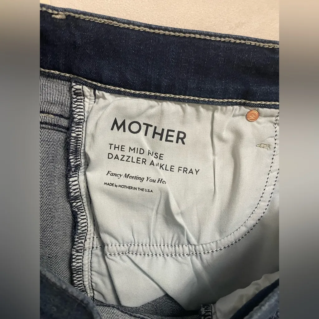 Mother Jeans NWT Mid Rise Dazzler Ankle Fray Fancy Meeting You Here Size 31 Blue - Image 9