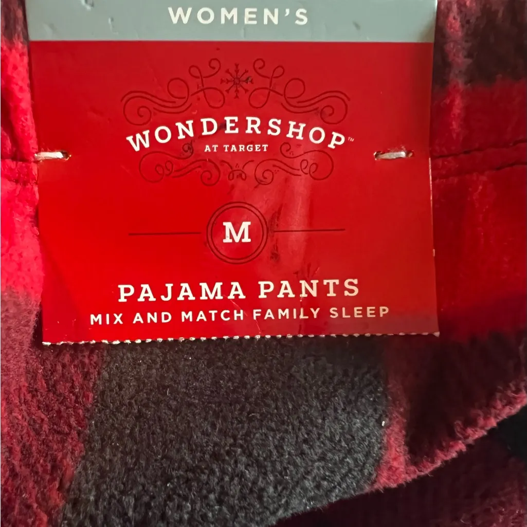 Wonder Shop Women's Medium Red‎ Black Buffalo Plaid Fleece Pajama Pants NWT XMas - Image 10