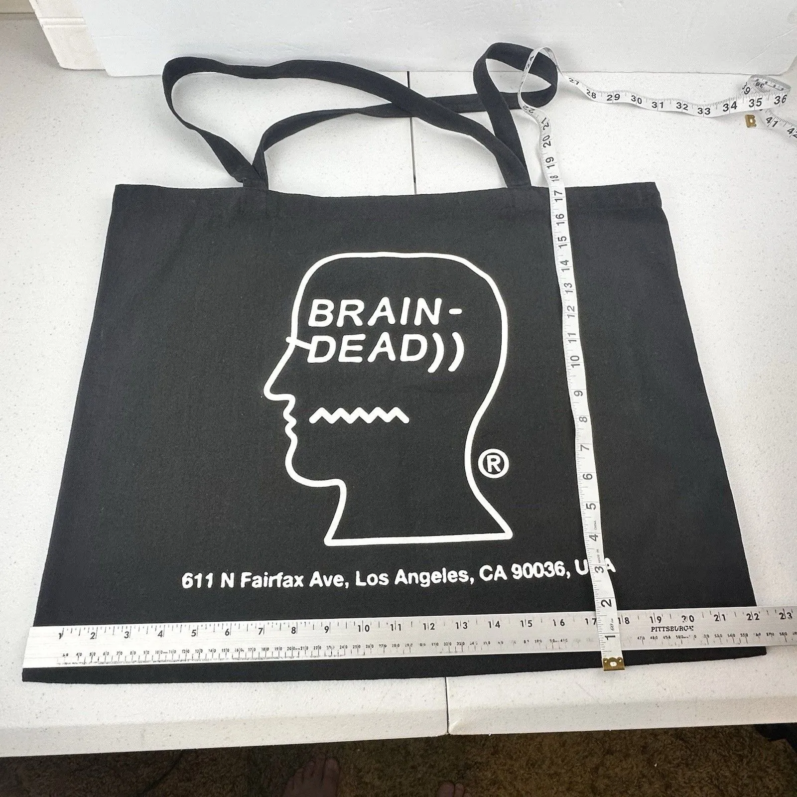 BRAIN DEAD STUDIOS Fairfax California USA Chaos Design Black Tote Bag Large - Image 5