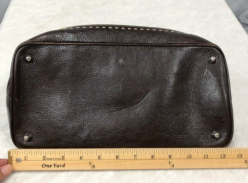 Vintage Coach purse satchel Suede w/Leather trim handbag - Image 6