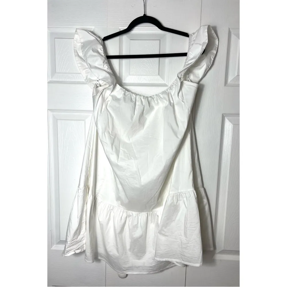 Missguided White Ruffle Sleeve Smock Parachute Mini Dress Size 14 XL - Image 9