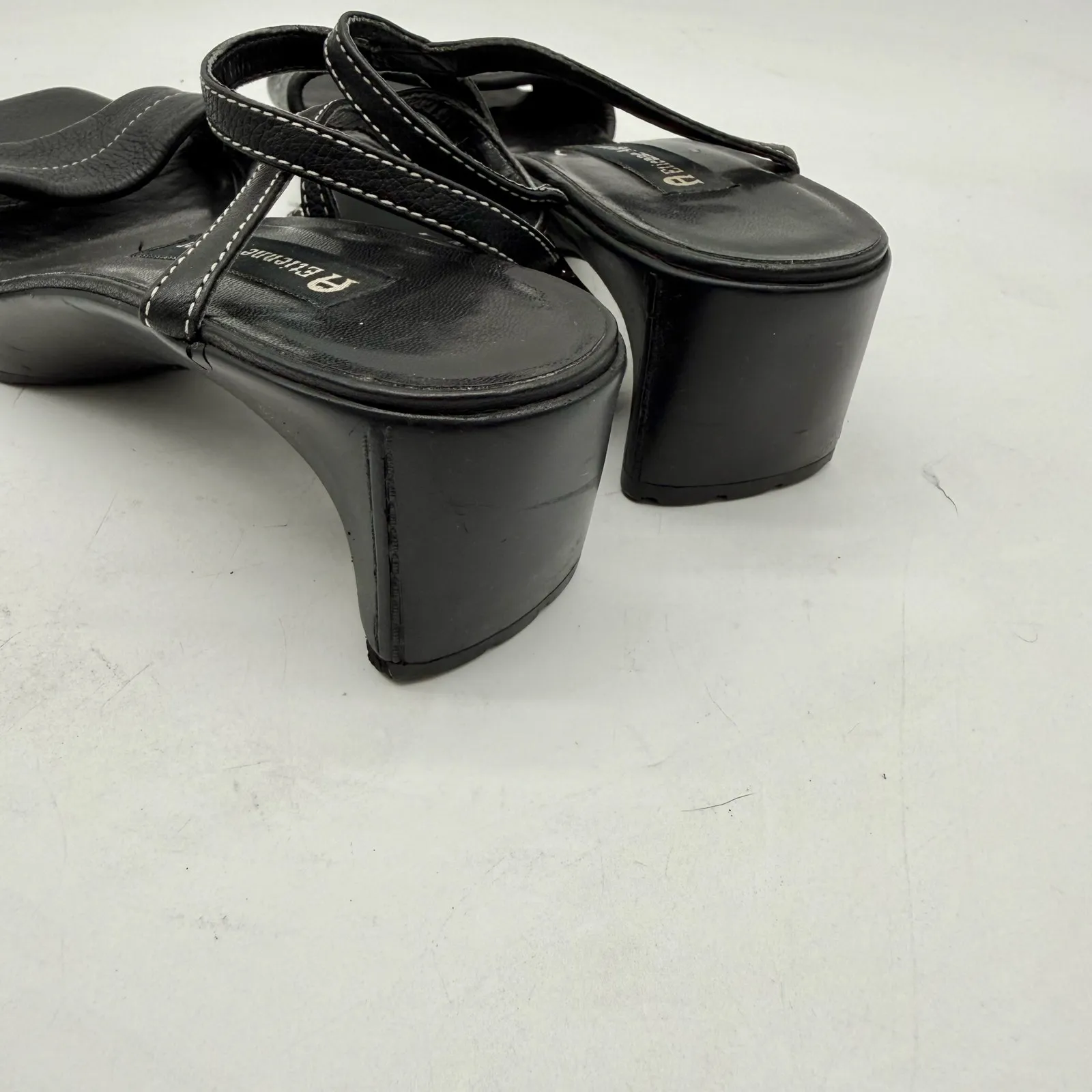 Etienne Aigner Black Leather Block Heel Ankle Strap Maryjane Y2K Sandal 7.5 - Image 5