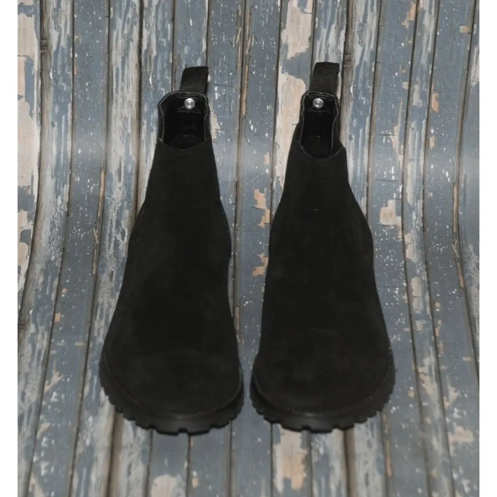 Ladies River Island Black Suede Ankle Boots Size 7, EU 41 Pull Strap Flex MINT - Image 3